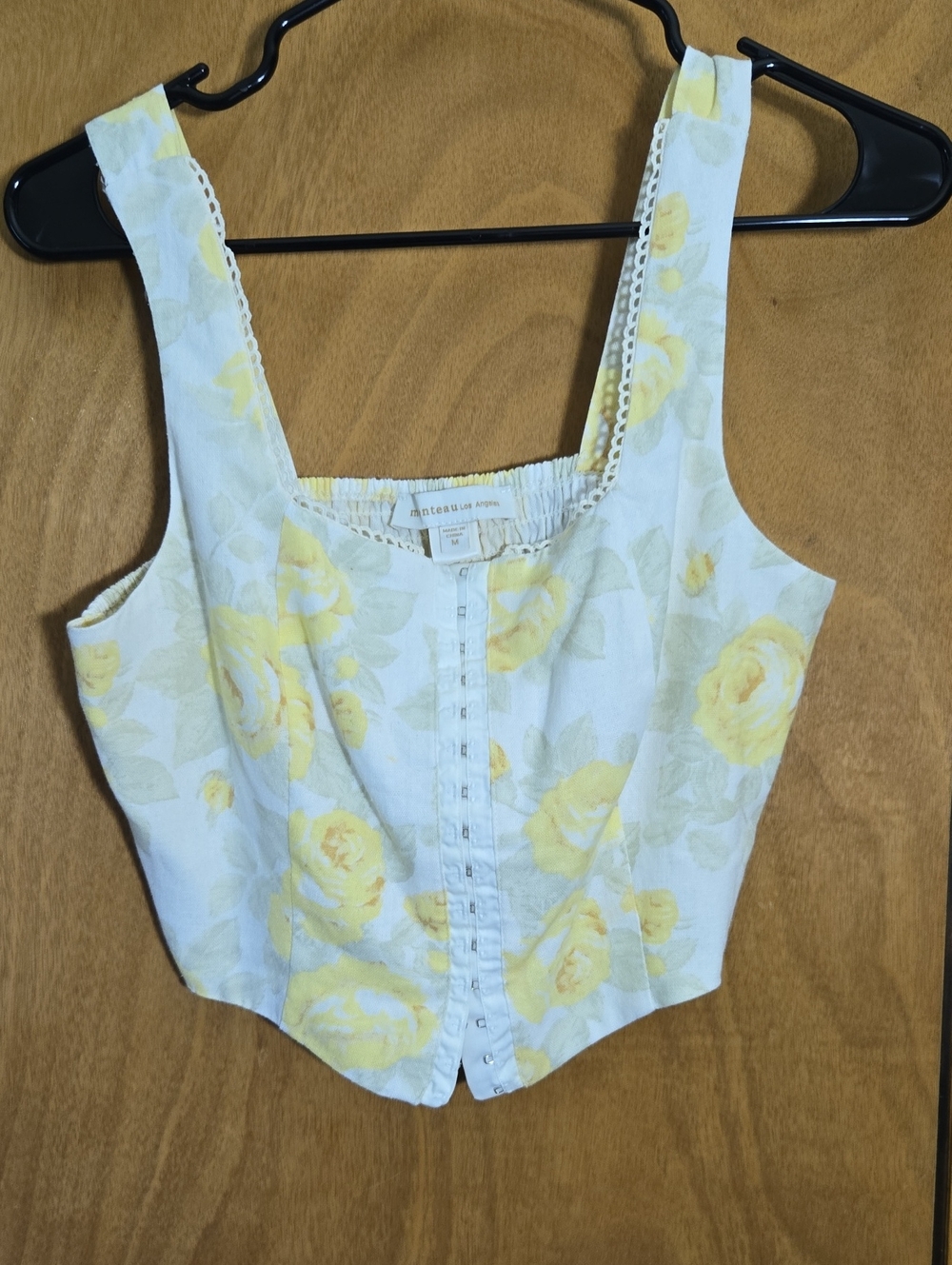 Floral Corset-Style Camisole in Yellow Rose